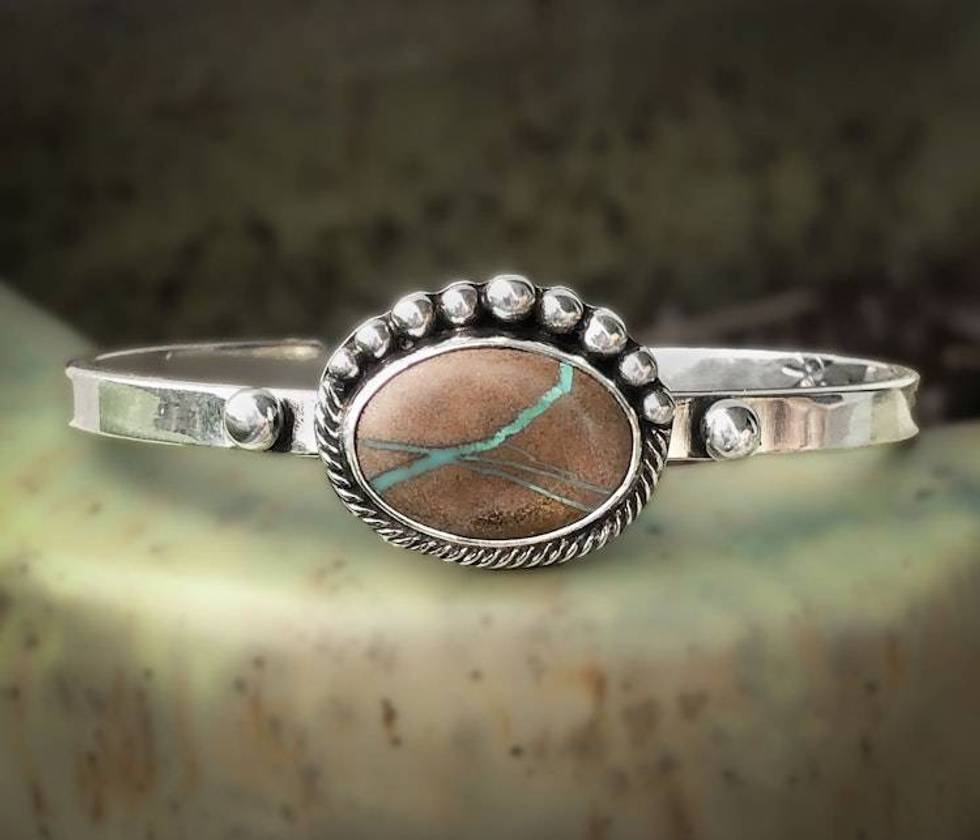 Crow Spring Turquoise Sterling Silver Cuff Bracelet size Small