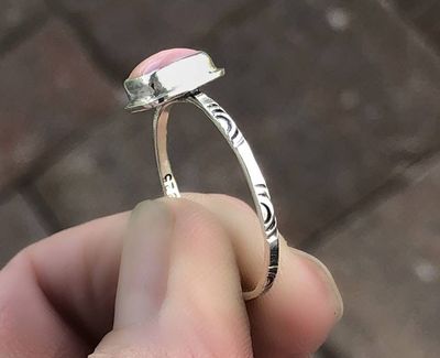 Alternate image for Pink Conch Sterling Silver Stack Ring - Handmade Artisan Gift for Her