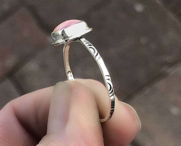 Alternate image for Pink Conch Sterling Silver Stack Ring - Handmade Artisan Gift for Her