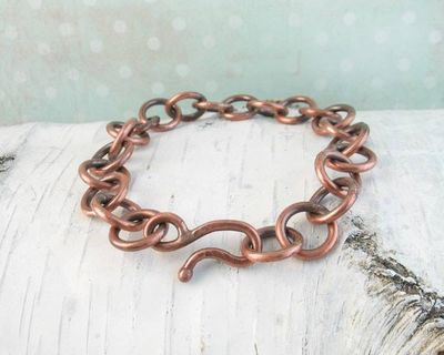 Alternate image for Chunky Hand Forged Copper Chain Link Bracelet or Anklet