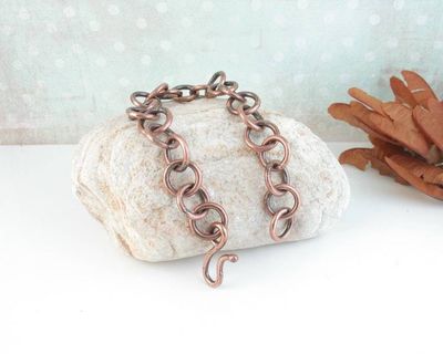 Alternate image for Chunky Hand Forged Copper Chain Link Bracelet or Anklet
