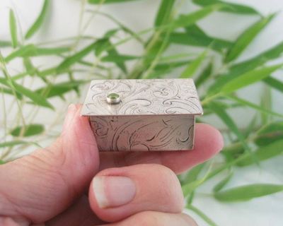 Primary image for Teeny Tiny Silver Trinket Box w/Gemstone