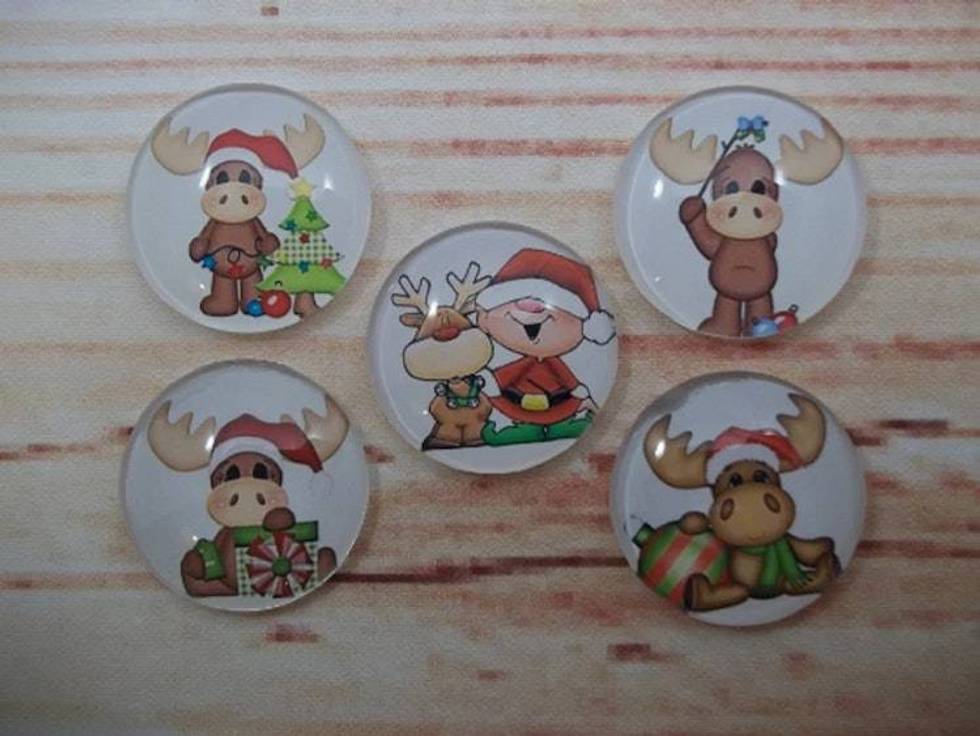 Festive Christmas Moose Fridge Magnets