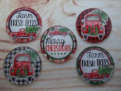 Primary image for Red Pickup Truck Christmas Fridge Magnets