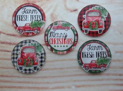 Alternate image for Red Pickup Truck Christmas Fridge Magnets