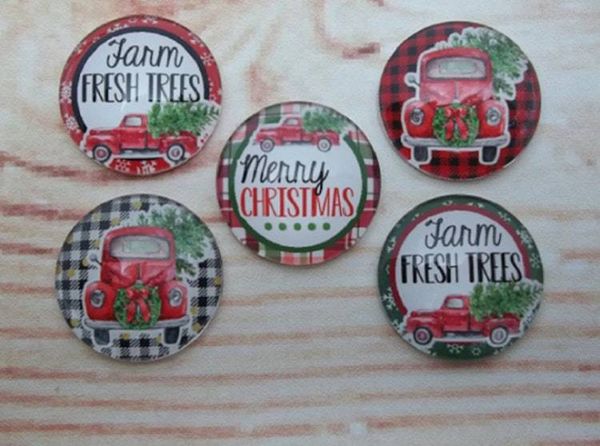 Alternate image for Red Pickup Truck Christmas Fridge Magnets