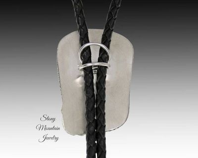 Alternate image for White Buffalo & Turquoise Bolo Tie in Sterling Silver, Custom Handcrafted Wedding Bolo Tie, The Feather Collection, Alternative Necktie