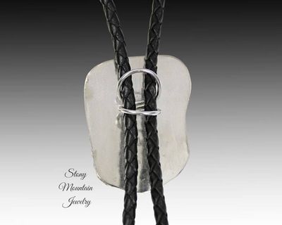 Alternate image for White Buffalo Bolo Tie in Sterling Silver, Western Wedding Bolo Tie, Unique White Buffalo & Bronze Matrix Custom Design Feather Collection