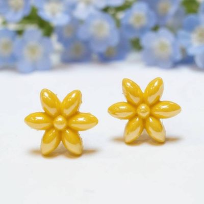 Alternate image for Yellow Flower Studs | Hypoallergenic Steel Recycled Jewelry