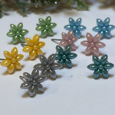 Alternate image for Baby Blue Flower Earrings | Recycled Glass Handmade Floral Studs
