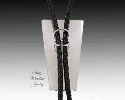 Alternate image for Turquoise Inlay Bolo Tie in Sterling Silver with White Buffalo Matrix & Black Jade, Custom Designer Wedding Bolo Tie, Alternative Necktie
