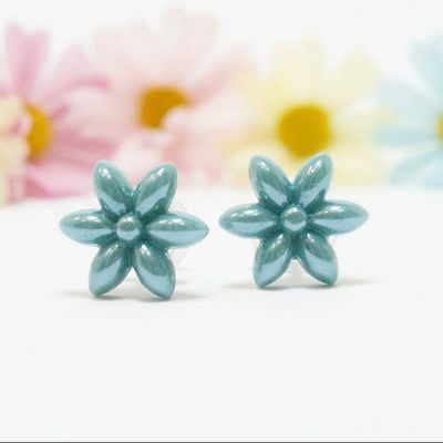 Alternate image for Teal Flower Glass Studs | Carolina Portillo Glass Jewelry