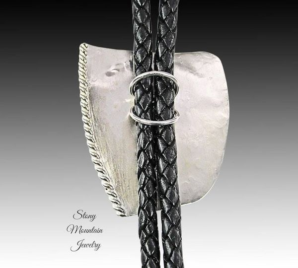 Alternate image for Handcrafted Custom Bolo Tie, Rare Native Silver Bolo Tie for Men & Women, Modern Sterling Silver Wedding Bolo Ties, Fathers Day Gift