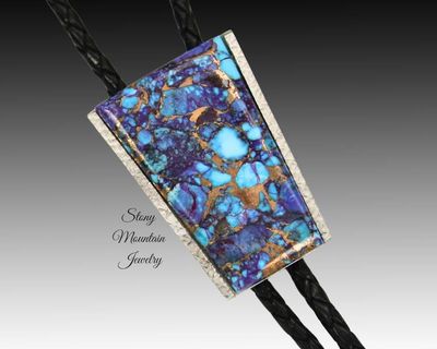 Alternate image for Mohave Purple Turquoise Bolo Tie in Nickel Silver, Unique Handcrafted Wedding Bolo Tie, The Maverick Collection