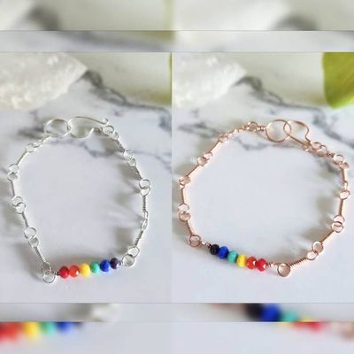 Alternate image for Glass Rainbow Copper or Sterling Silver Bracelet