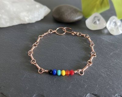 Alternate image for Glass Rainbow Copper or Sterling Silver Bracelet