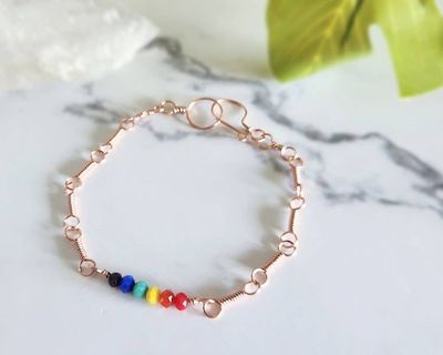 Alternate image for Glass Rainbow Copper or Sterling Silver Bracelet