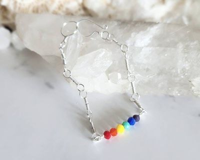 Alternate image for Glass Rainbow Copper or Sterling Silver Bracelet