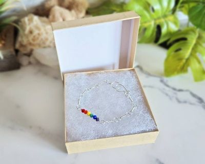 Alternate image for Glass Rainbow Copper or Sterling Silver Bracelet