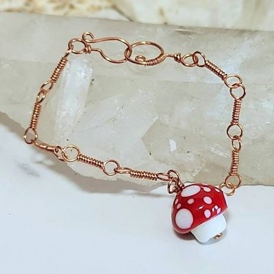 Alternate image for Red Mushroom Copper Bracelet