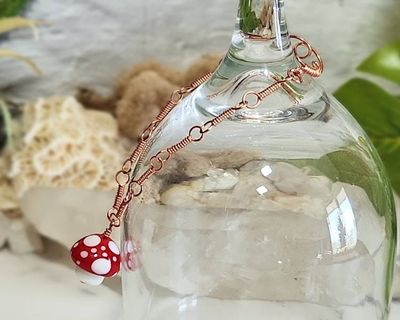 Alternate image for Red Mushroom Copper Bracelet