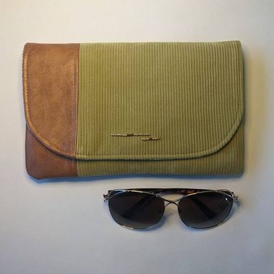 Alternate image for Clutch Handbag in Retro Green Corduroy - The Grip
