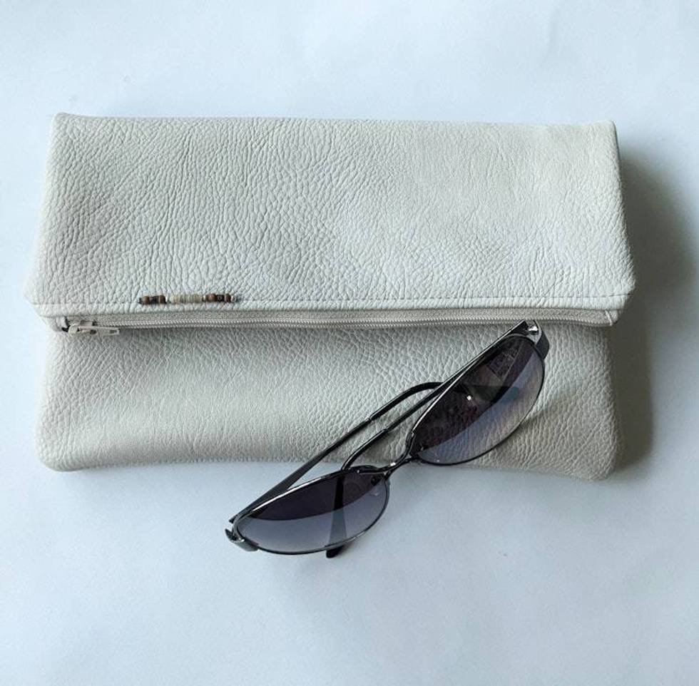 Foldover Clutch with Outer Pocket in Ivory - The Kanga 2