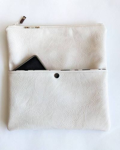 Alternate image for Foldover Clutch with Outer Pocket in Ivory - The Kanga 2