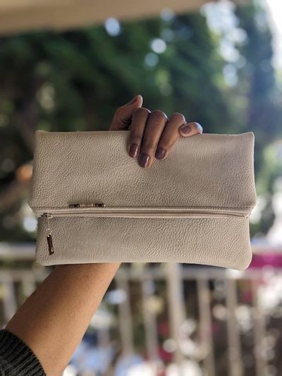 Alternate image for Foldover Clutch with Outer Pocket in Ivory - The Kanga 2