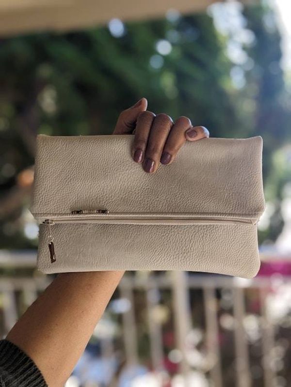 Alternate image for Foldover Clutch with Outer Pocket in Ivory - The Kanga 2
