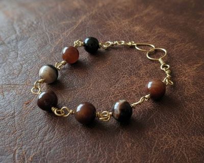 Alternate image for Red Agate Brass Bracelet