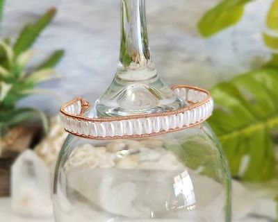 Alternate image for Faux Pearl Copper Wire Wrapped Cuff Bracelet