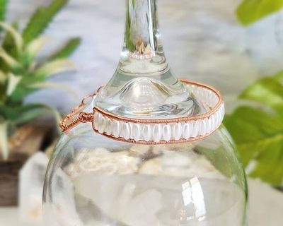 Alternate image for Faux Pearl Copper Wire Wrapped Cuff Bracelet
