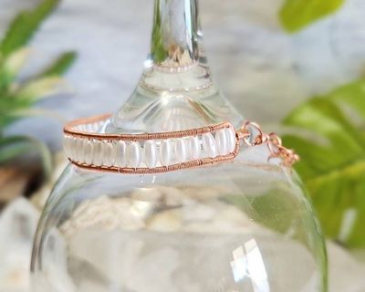 Alternate image for Faux Pearl Copper Wire Wrapped Cuff Bracelet