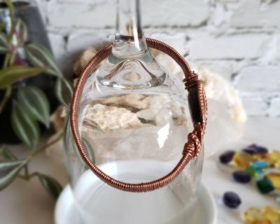 Alternate image for Anthophyllite Copper Wire Wrapped Bangle Bracelet