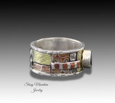 Alternate image for Unique Bespoke Chrome Diopside Ring, One of a Kind Scupltural Handcrafted Mixed Metal Statement Ring
