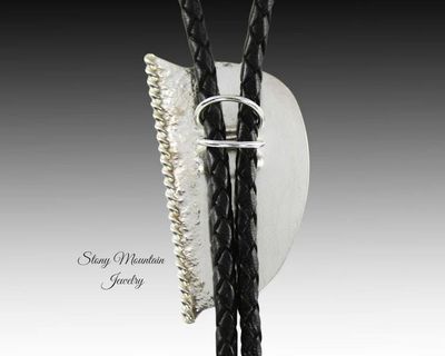 Alternate image for Rhodochrosite Bolo Tie, Sterling Silver Bolo Ties for Men or Women, Handcrafted Wedding Bolo Tie, Unique Stone Bolo Tie, Western Bolo Tie