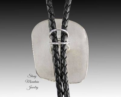 Alternate image for Unique Handcrafted Bolo Tie in Sterling Silver with Rolling Hills Dolomite Stone, Custom Wedding Bolo Ties, Great Groomsmen Gift