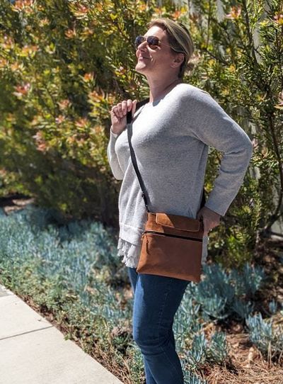 Alternate image for Shoulder Bag with Outer Pocket in Cognac - The Kanga3