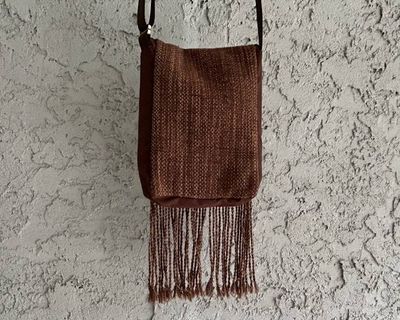 Alternate image for Small handwoven fringed shoulder/crossbody bag