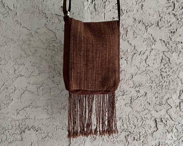 Alternate image for Small handwoven fringed shoulder/crossbody bag