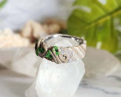 Alternate image for Amethyst Polymer Clay and Stainless Steel Ring
