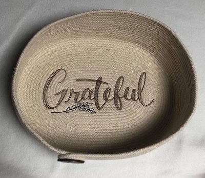 Alternate image for Handcrafted Cotton Rope Catchall Basket with Grateful Embroidery