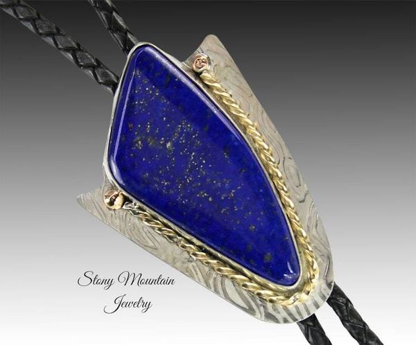 Alternate image for Lapis Lazli Bolo Tie, Custom Handcrafted Wedding Bolo Tie, Fancy Modern Lapis Designer Bolo Tie for Men or Women, One of a Kind Unique Gift