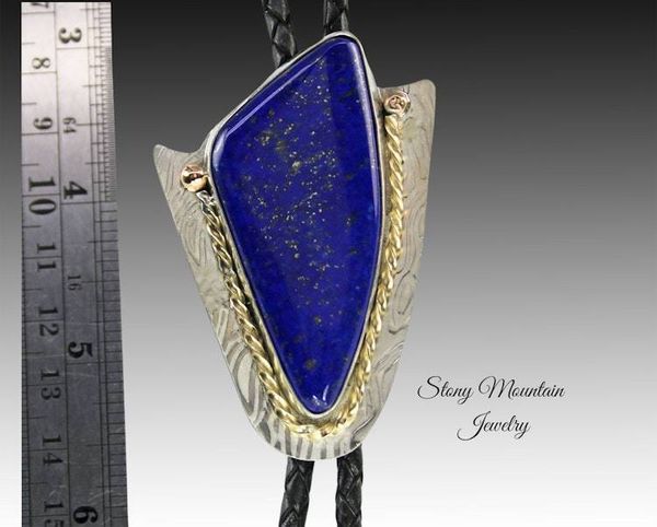 Alternate image for Lapis Lazli Bolo Tie, Custom Handcrafted Wedding Bolo Tie, Fancy Modern Lapis Designer Bolo Tie for Men or Women, One of a Kind Unique Gift