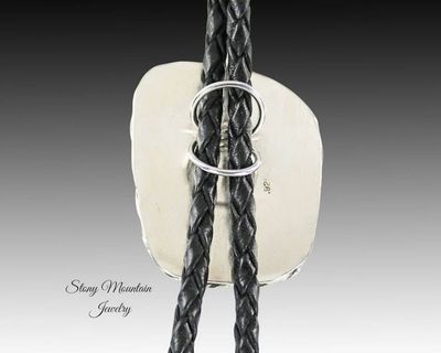 Alternate image for Designer Bolo Tie, One of a Kind Custom Handcrafted Moroccan Seam Agate Bolo Tie, Sterling Silver Wedding Bolo Tie, Western Bolo Ties