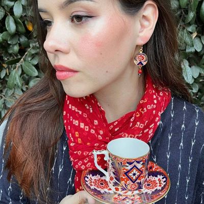 Alternate image for Antique Royal Crown Derby Imari China Earrings, Broken China Jewelry Gift for Her