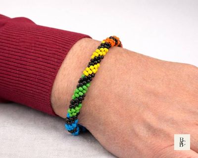 Alternate image for One Spectrum Pride Kumihimo Beaded Bracelet – Rainbow Helix