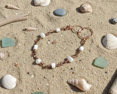 Alternate image for Coral and Pearl Copper Bracelet