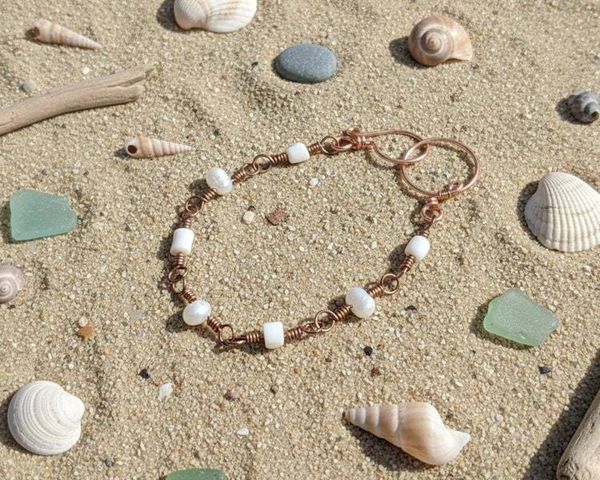 Alternate image for Coral and Pearl Copper Bracelet